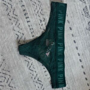 Green Lace Thong with PINK Logo Waistband